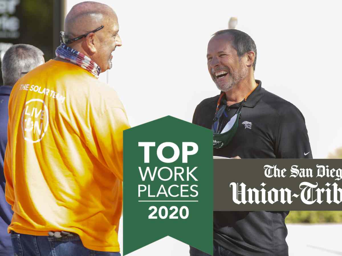 THE SAN DIEGO UNION-TRIBUNE NAMES BAKER ELECTRIC A WINNER OF THE SAN DIEGO TOP WORKPLACES 2020 AWARD